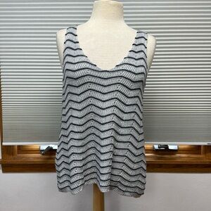 Fate Gray Black Chevron Stripe Knit Sweater Tank Top Size Small